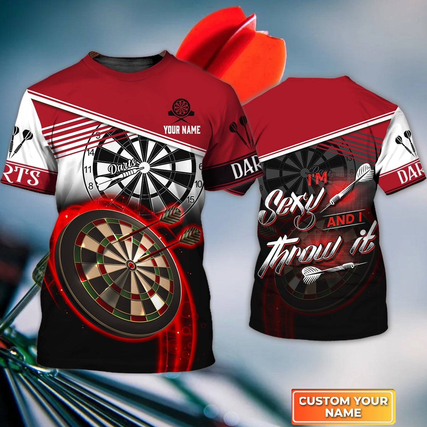 Personalized Darts Jersey, Darts Red Color Custom Quarter-Zip Polo Shirt I'm Sexy And I Throw It, Outfits For Darts Players, Darts Team