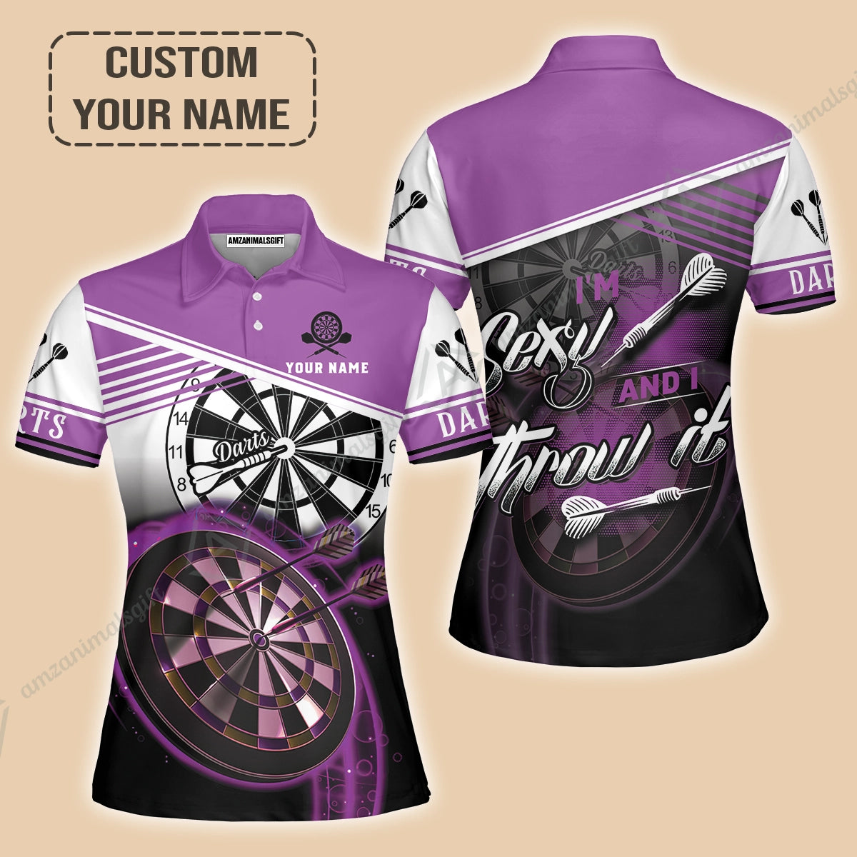 Personalized Darts Women Polo Shirt, Darts Purple Color Customized Polo Shirt I'm Sexy And I Throw It, Outfits For Darts Players, Darts Team