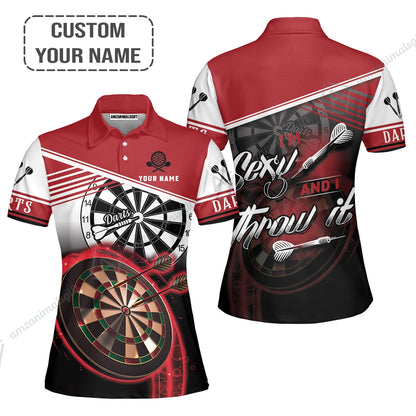 Personalized Darts Women Polo Shirt, Darts Red Color Custom Polo Shirt I'm Sexy And I Throw It, Outfits For Darts Players, Darts Team