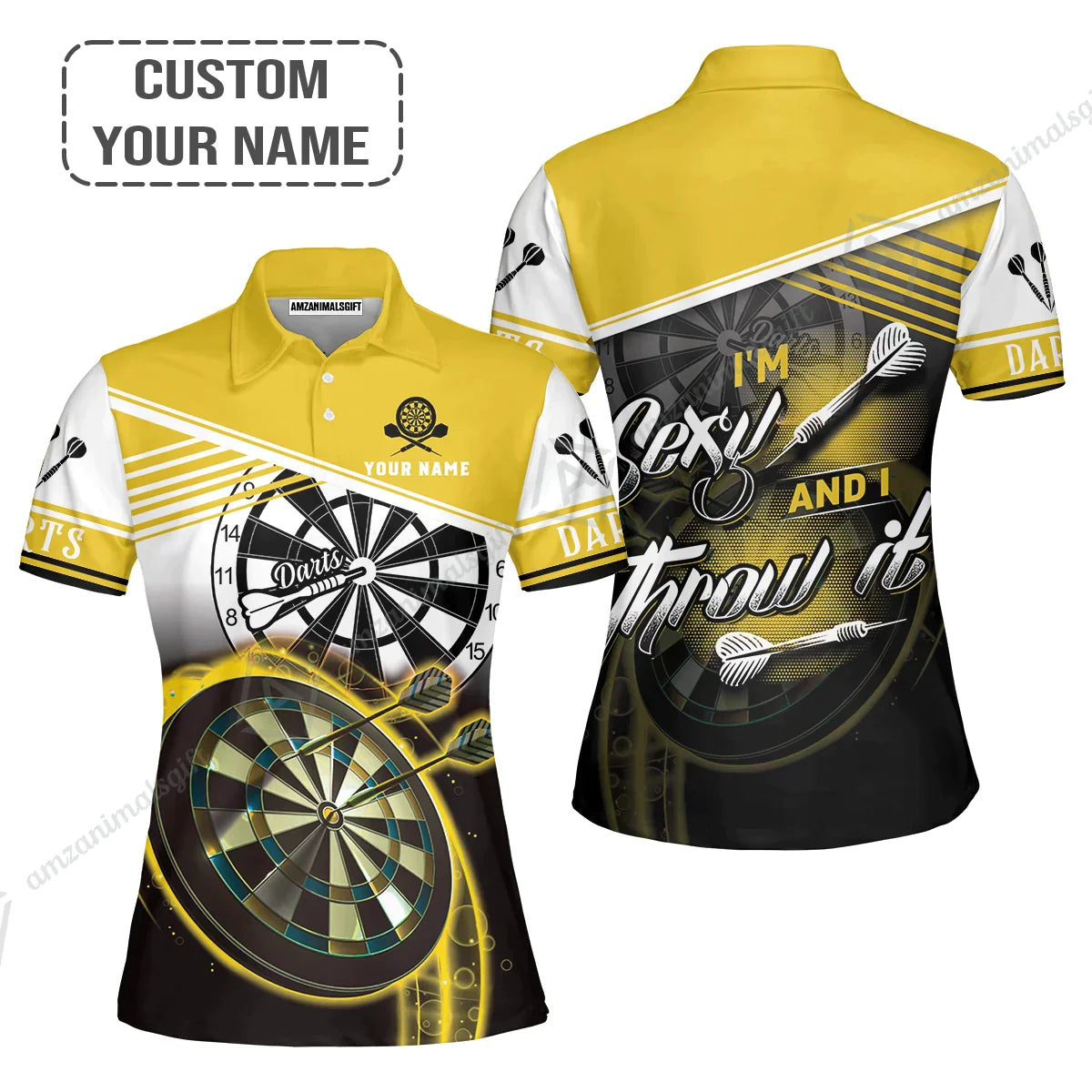 Personalized Darts Hoodie, Darts Yellow Color Custom Shirt I'm Sexy And I Throw It, Outfits For Darts Players, Darts Team