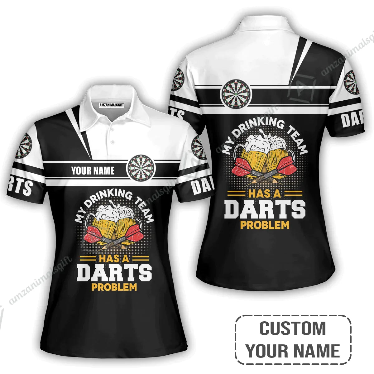 Personalized Darts Long Polo Shirt, My Drinking Team Has Darts Problem Shirt For Men And Women, Perfect Outfit For Darts Lovers, Darts Players