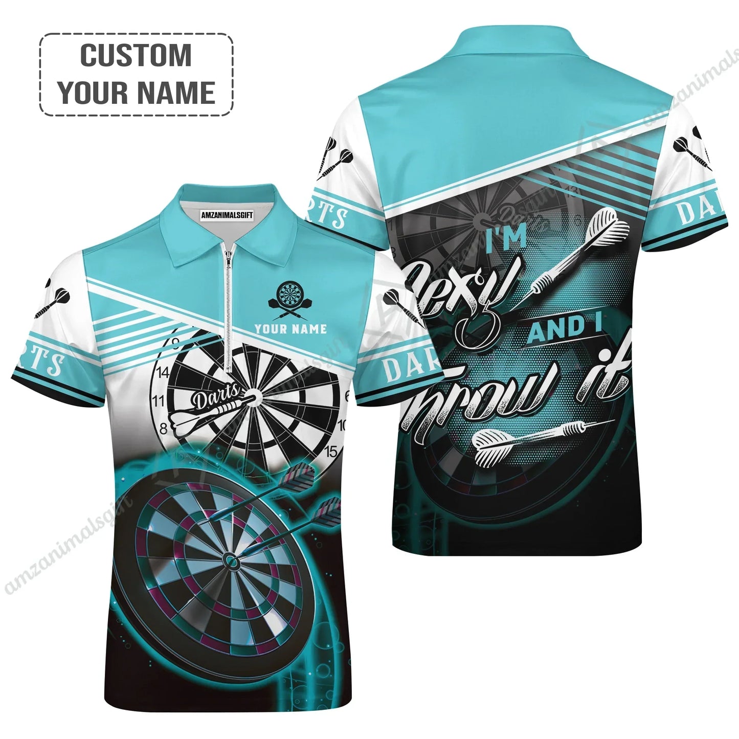 Personalized Darts Hoodie, Darts Cyan Color Customized Shirt I'm Sexy And I Throw It, Outfits For Darts Players, Darts Team