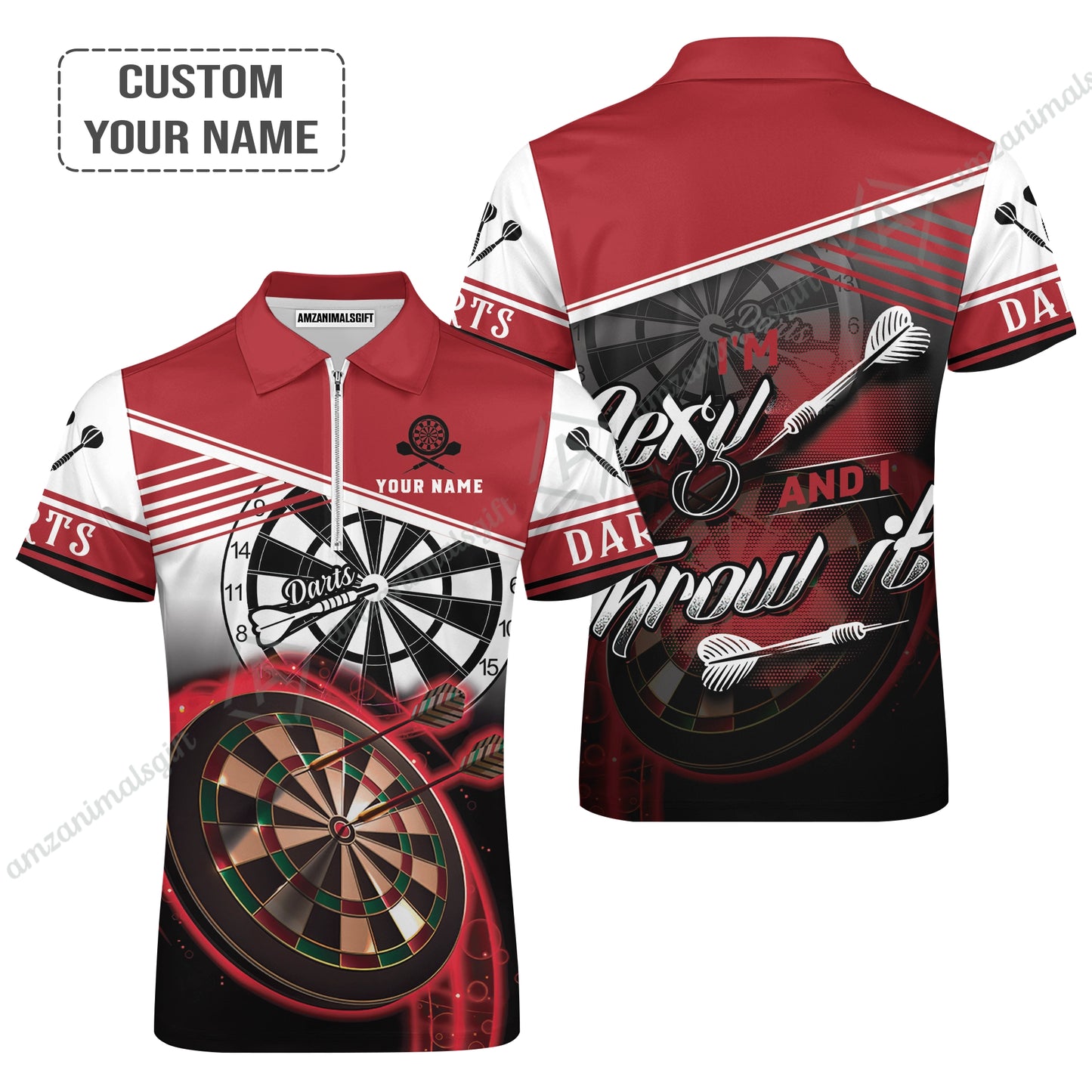 Personalized Darts Women Polo Shirt, Darts Red Color Custom Polo Shirt I'm Sexy And I Throw It, Outfits For Darts Players, Darts Team