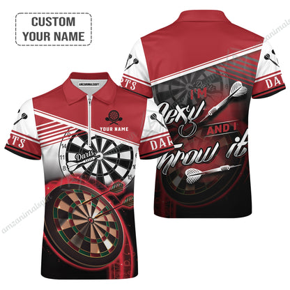 Personalized Darts Women Polo Shirt, Darts Red Color Custom Polo Shirt I'm Sexy And I Throw It, Outfits For Darts Players, Darts Team