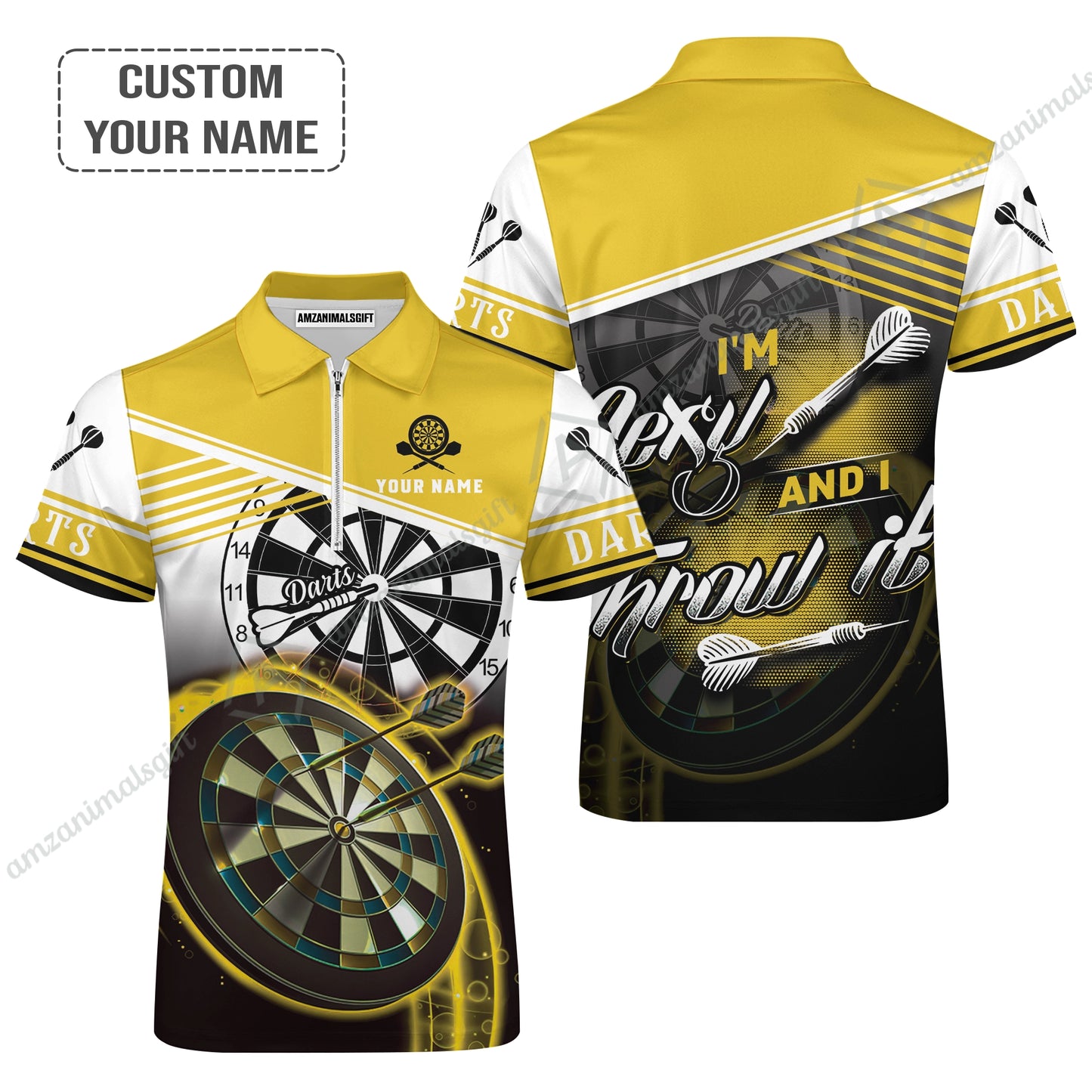 Personalized Darts Women Polo Shirt, Darts Yellow Color Custom Polo Shirt I'm Sexy And I Throw It, Outfits For Darts Players, Darts Team