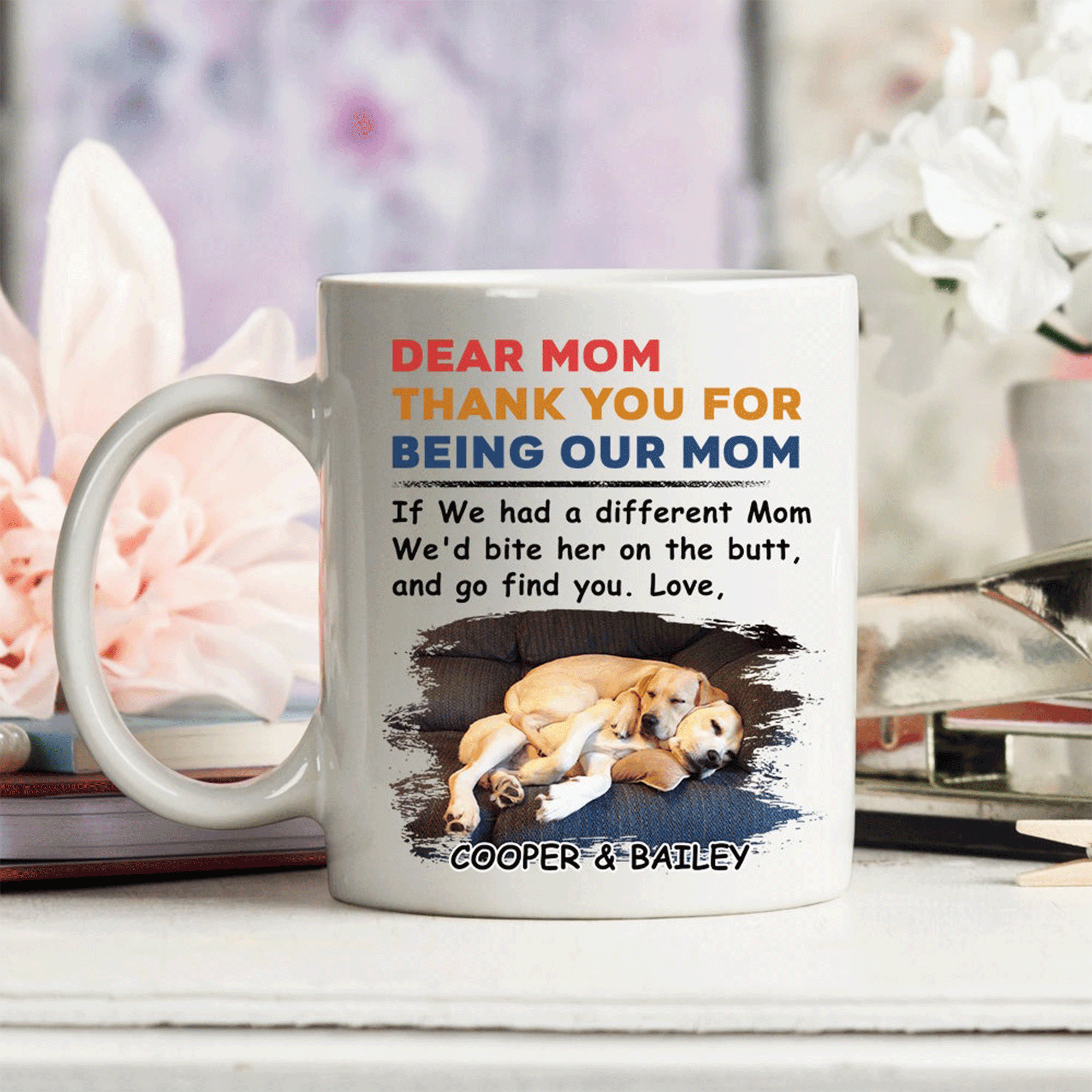 Personalized Dog & Family Mug - Thank You For Being My Dad, Mom Mug - Perfect Gift For Dog Lover, Family - Amzanimalsgift