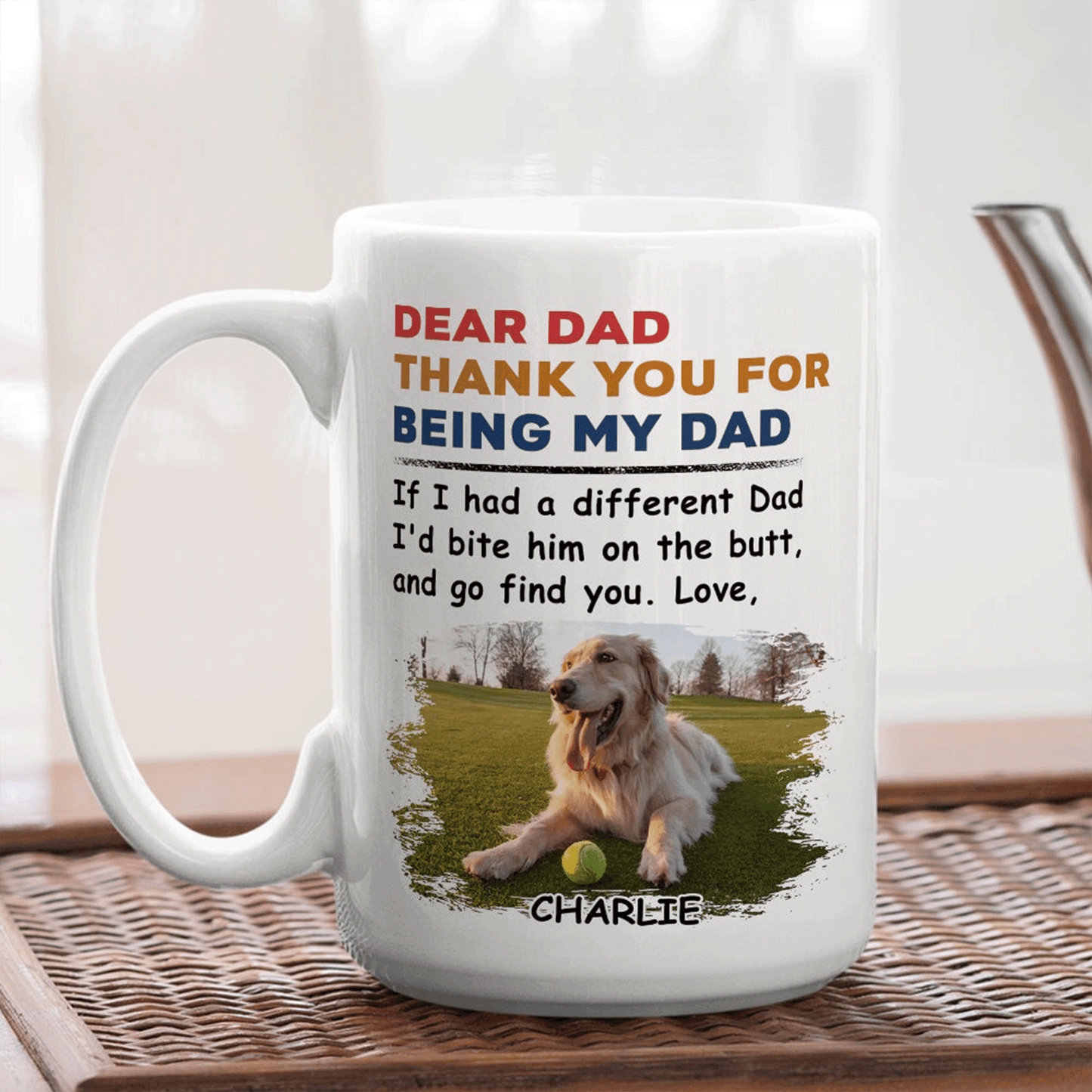 Personalized Dog & Family Mug - Thank You For Being My Dad, Mom Mug - Perfect Gift For Dog Lover, Family - Amzanimalsgift