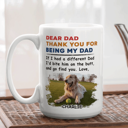 Personalized Dog & Family Mug - Thank You For Being My Dad, Mom Mug - Perfect Gift For Dog Lover, Family - Amzanimalsgift