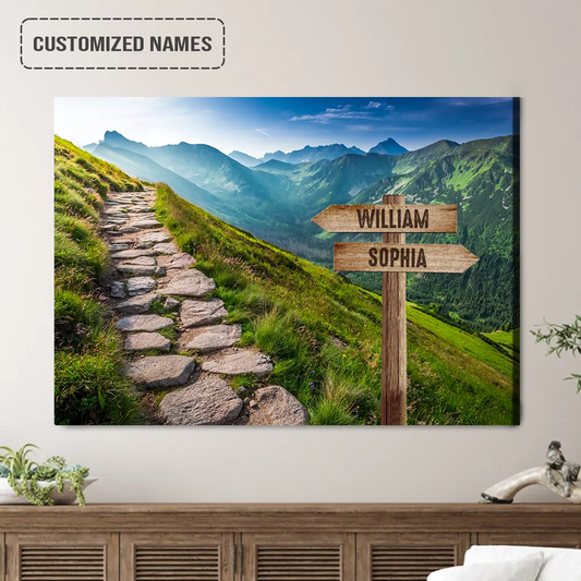 Personalized Family Names Sign Wall Art Canvas Hanging, Footpath In Tatras Mountains Landscape Canvas Poster Home Decor