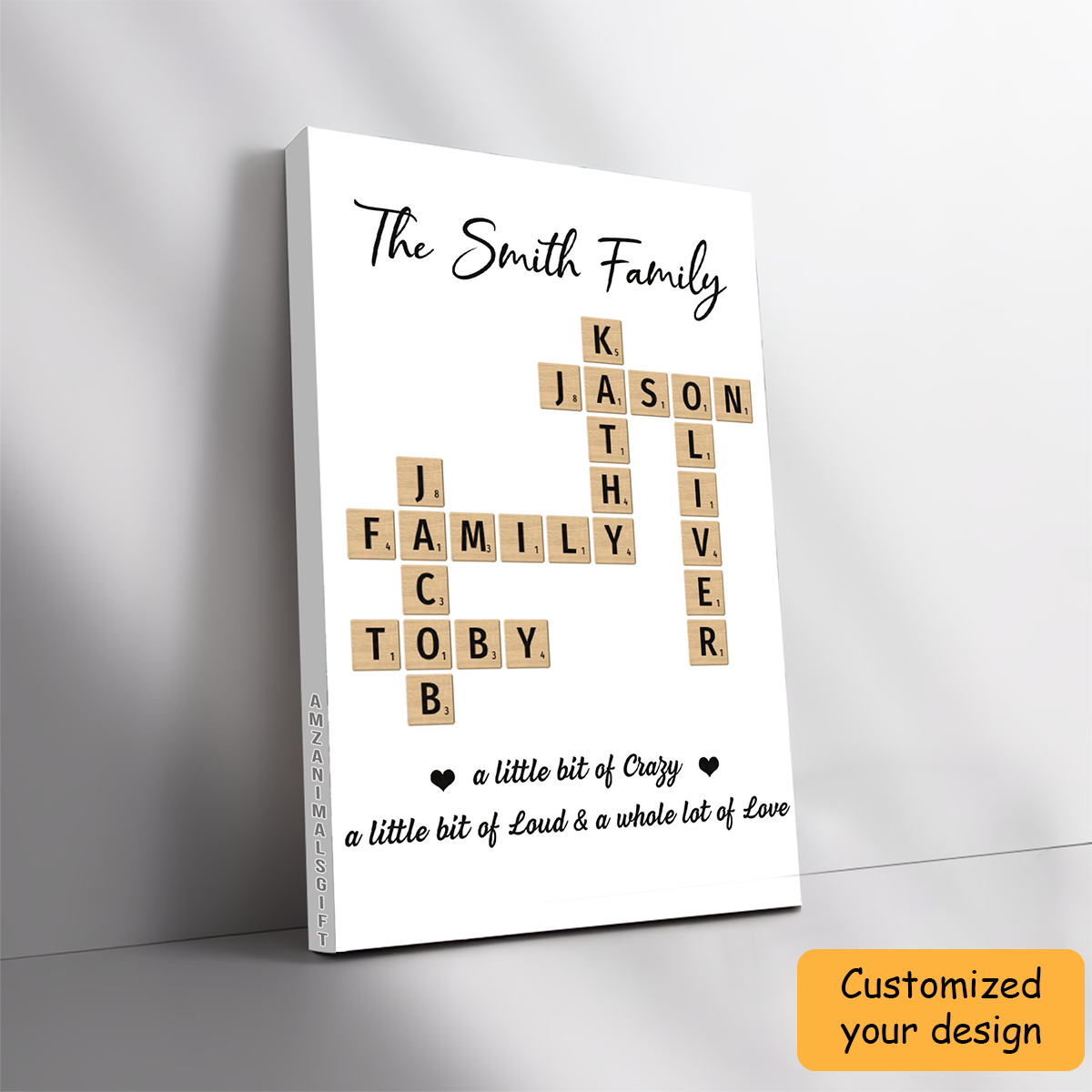 Personalized Family Scrabble Crossword Art Name Sign Poster, Custom Name Wall Art For Family Gift, Family Home Decor