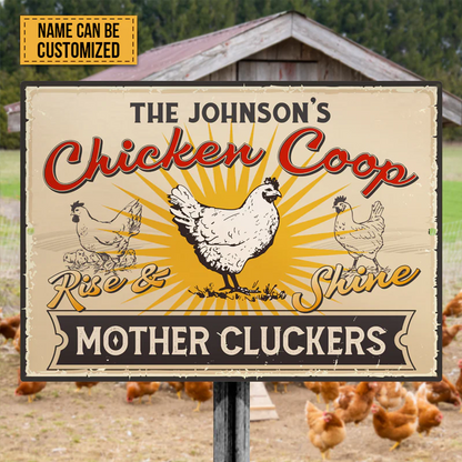 Personalized Farm Chicken Coop Rise And Shine Metal Signs, Mother Cluckers Metal Signs For Farm House Decoration