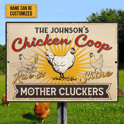Personalized Farm Chicken Coop Rise And Shine Metal Signs, Mother Cluckers Metal Signs For Farm House Decoration