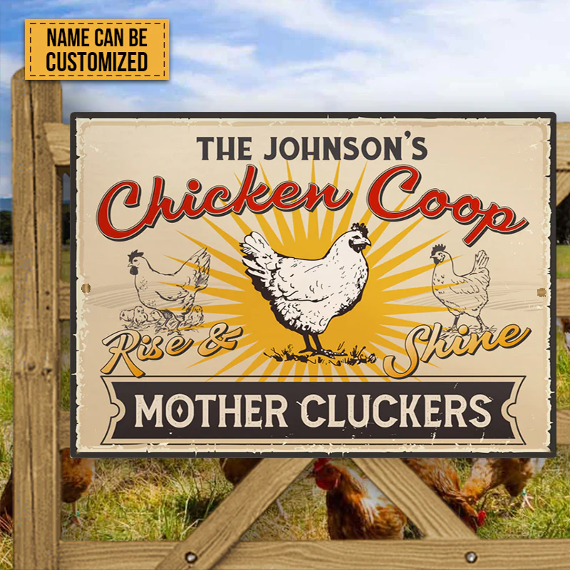 Personalized Farm Chicken Coop Rise And Shine Metal Signs, Mother Cluckers Metal Signs For Farm House Decoration