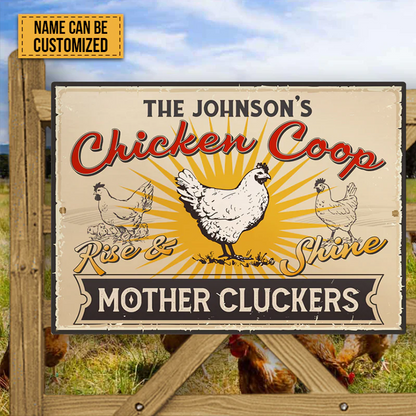 Personalized Farm Chicken Coop Rise And Shine Metal Signs, Mother Cluckers Metal Signs For Farm House Decoration