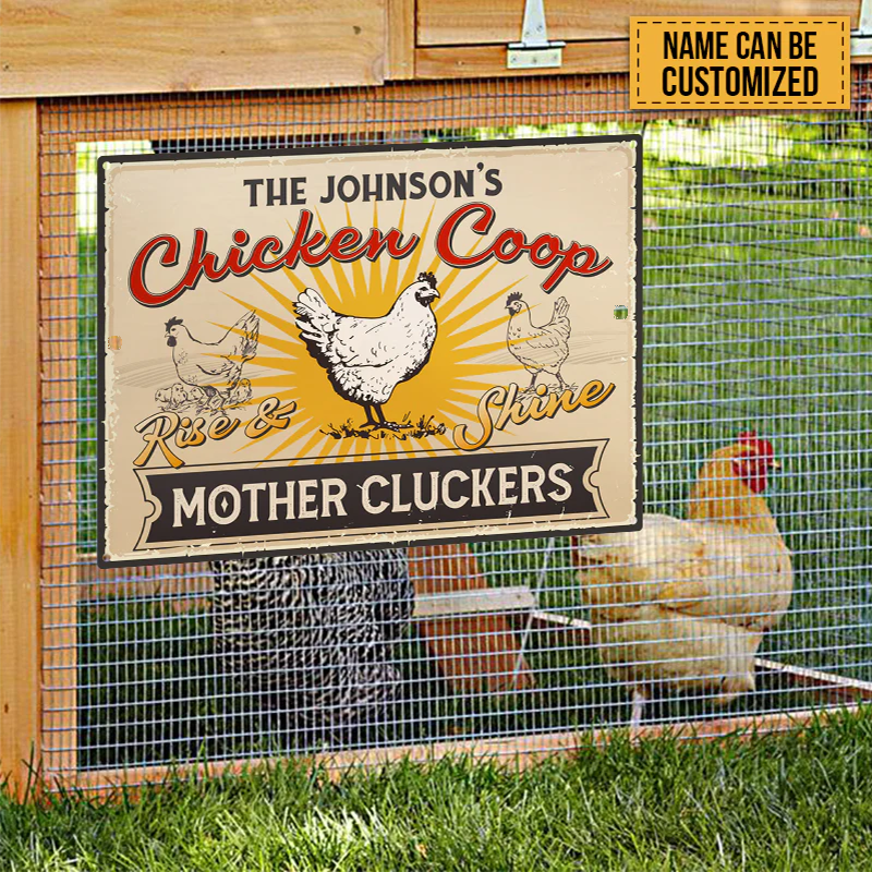 Personalized Farm Chicken Coop Rise And Shine Metal Signs, Mother Cluckers Metal Signs For Farm House Decoration