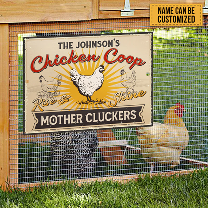 Personalized Farm Chicken Coop Rise And Shine Metal Signs, Mother Cluckers Metal Signs For Farm House Decoration