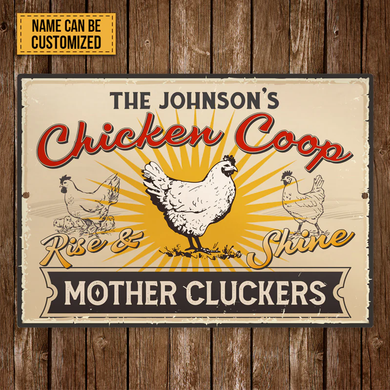 Personalized Farm Chicken Coop Rise And Shine Metal Signs, Mother Cluckers Metal Signs For Farm House Decoration