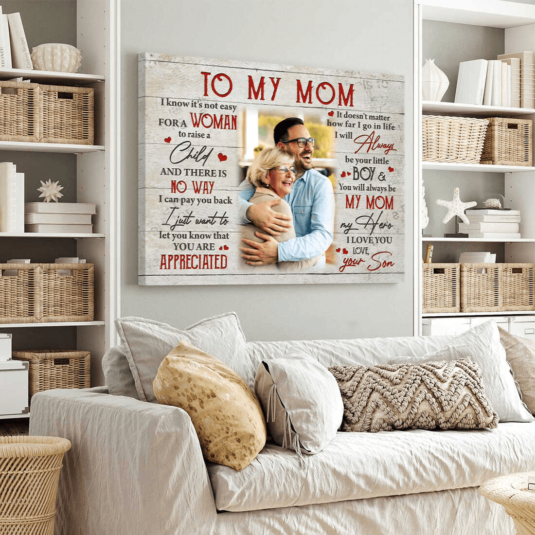 Personalized Gift For Mom Landscape Canvas - Son To Mom Canvas - Custom Gift For Mom From Daughter Son, Mother's Day, Anniversary, Birthday, Presents for Mom - My Mom My Hero Canvas - Amzanimalsgift