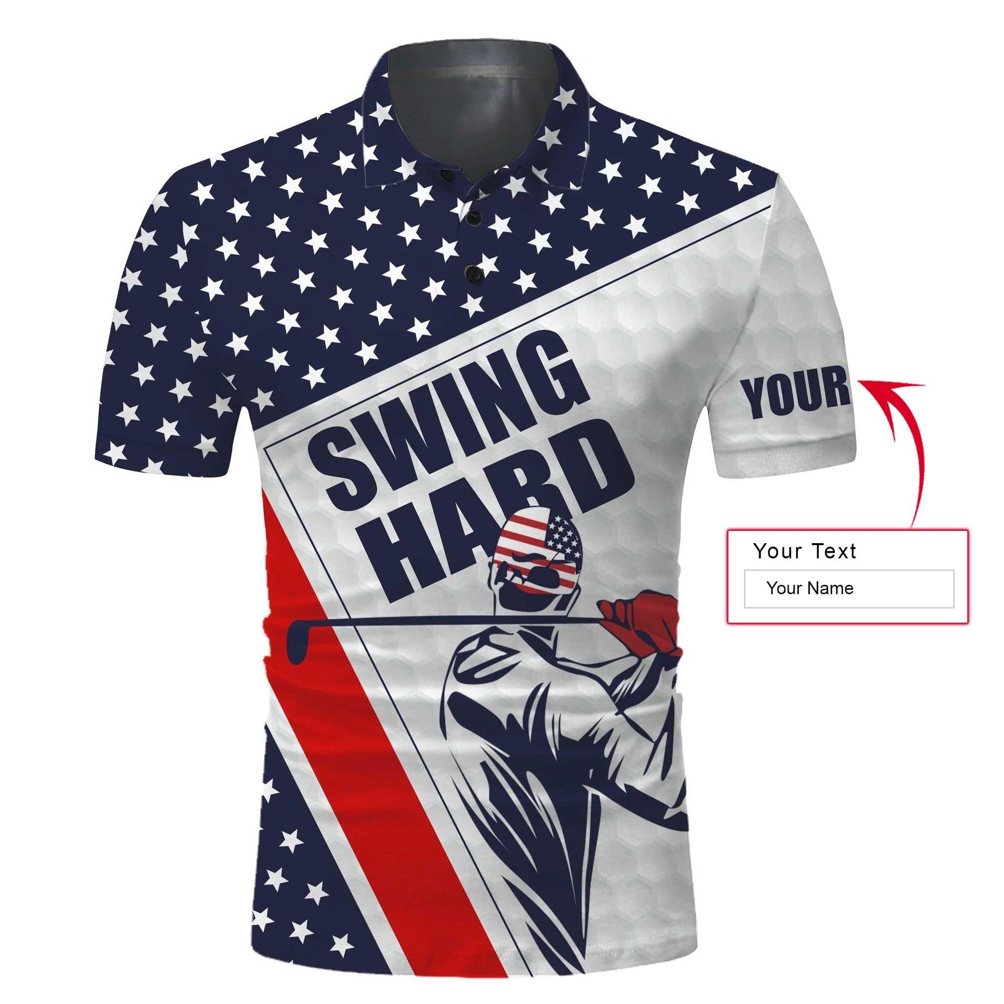 Personalized Golf Men Polo Shirts - 4th of July Golf Patriotic American Flag Golfing Apparel Custom Men Polo Shirts - Perfect Gift For Men, Golfers - Amzanimalsgift