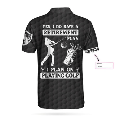 Personalized Golf Men Polo Shirts - Black American Flag I Plan On Playing Golf Custom Name Men Polo Shirts - Perfect Gift For Men, Golfers, Golf Lover - Amzanimalsgift