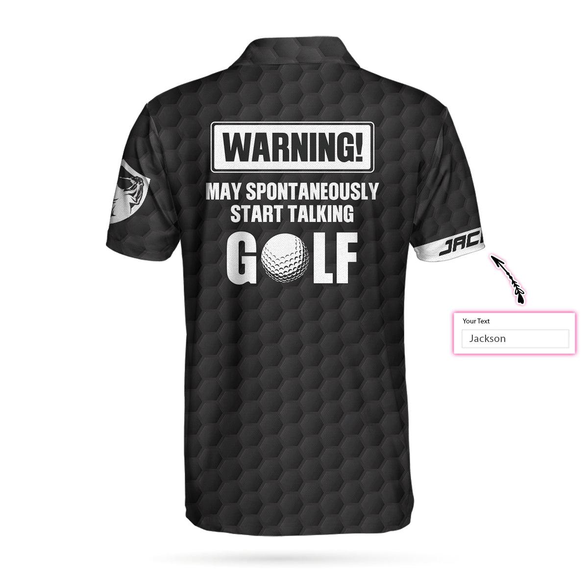 Personalized Golf Men Polo Shirts - Warning May Spontaneously Start Talking Golf Custom Name Polo Shirts - Perfect Gift For Men, Golfers, Golf Lover - Amzanimalsgift