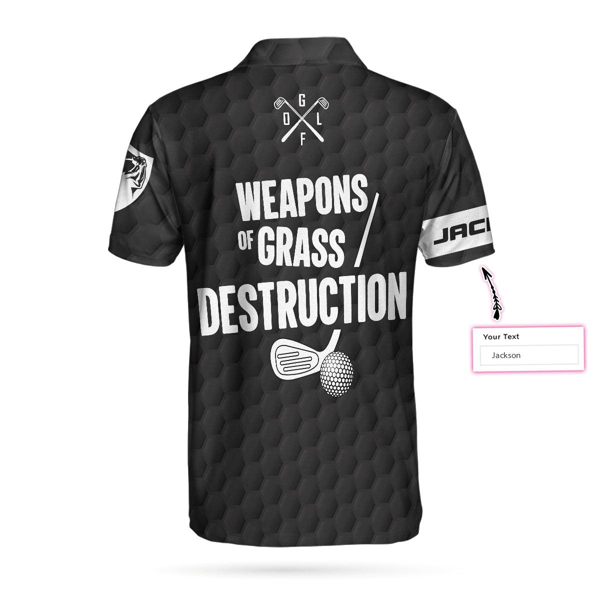 Personalized Golf Men Polo Shirts - Weapons Of Grass Destruction British Flag Custom Name Men Polo Shirts - Perfect Gift For Men, Golfers, Golf Lover - Amzanimalsgift