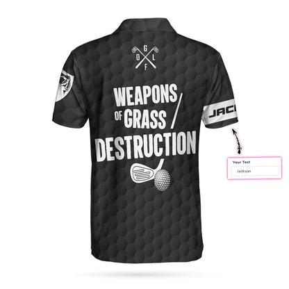 Personalized Golf Men Polo Shirts - Weapons Of Grass Destruction British Flag Custom Name Men Polo Shirts - Perfect Gift For Men, Golfers, Golf Lover - Amzanimalsgift