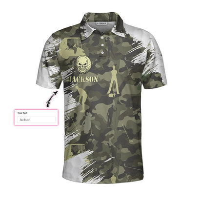 Personalized Golf Men Polo Shirts - Your Hole Is My Goal Skull Camo Pattern Custom Name Polo Shirt - Perfect Gift For Men, Golfers, Golf Lover - Amzanimalsgift