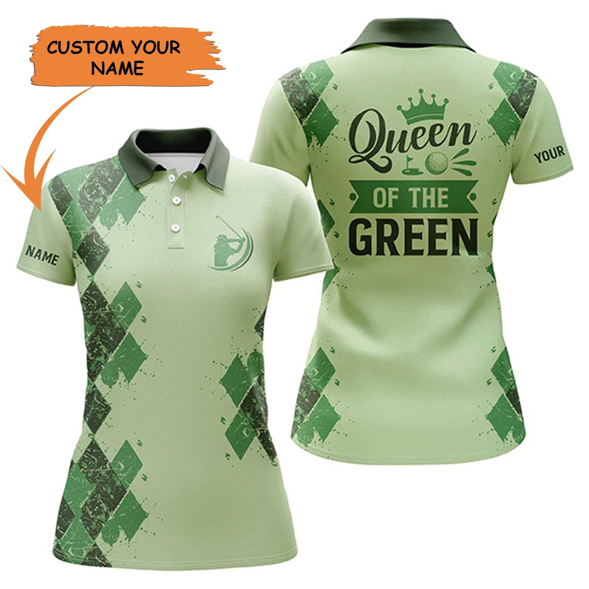 Personalized Golf Women Polo Shirt, Queen Of The Green Funny Custom Name Short Sleeve Women Polo Shirt - Perfect Gift For Women, Ladies - Amzanimalsgift