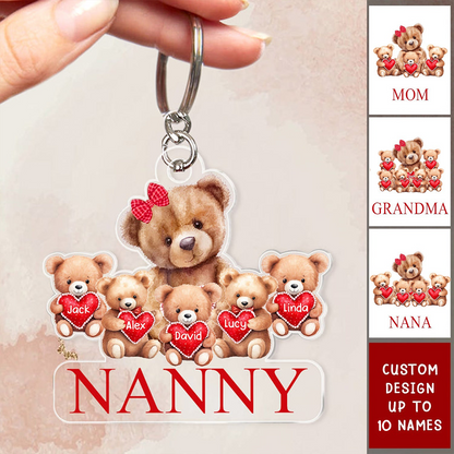 Personalized Grandma Mama Bear Acrylic Keychain With Little Bear Kids - Gift For Grandma, Mom, Nana, Mother, MiMi, Grandmother