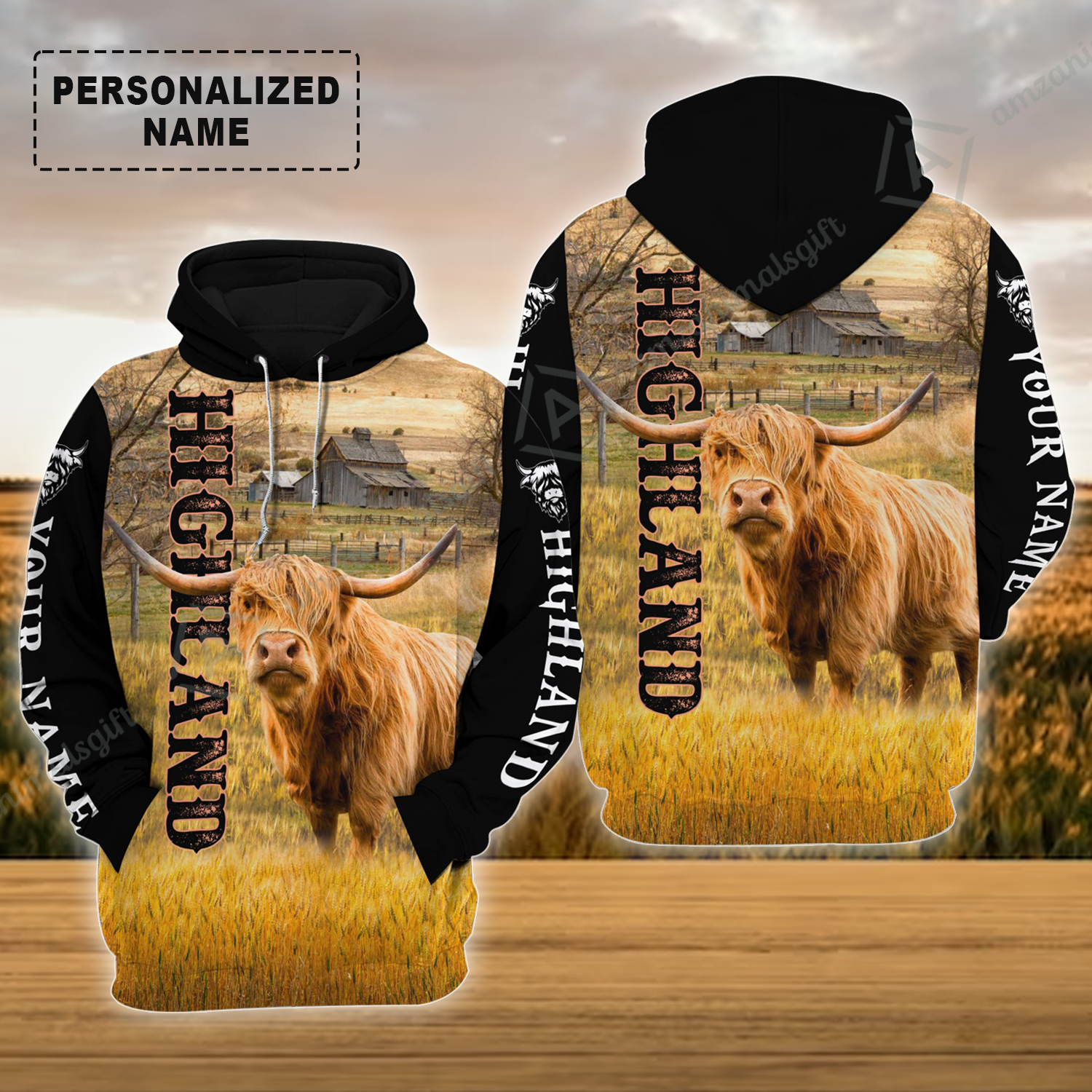 Personalized Highland Cattle Hoodie, Highland Cattle On The Farm Custom Shirt For Friend, Family, Farmer, Highland Lovers