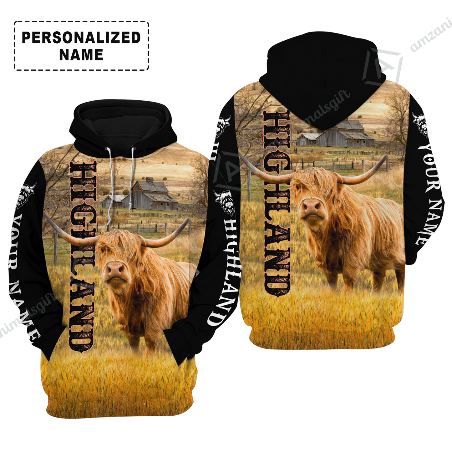 Personalized Highland Cattle T-Shirt, Highland Cattle On The Farm Custom Shirt For Friend, Family, Farmer, Highland Lovers