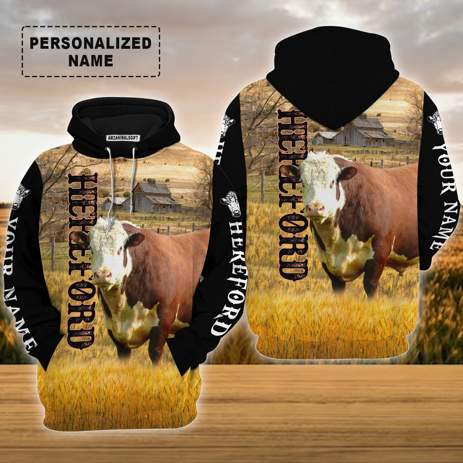 Personalized Hereford Cattle Hoodie, Hereford On The Farm Hoodie For Friend, Family, Farmer, Hereford Cattle Lovers