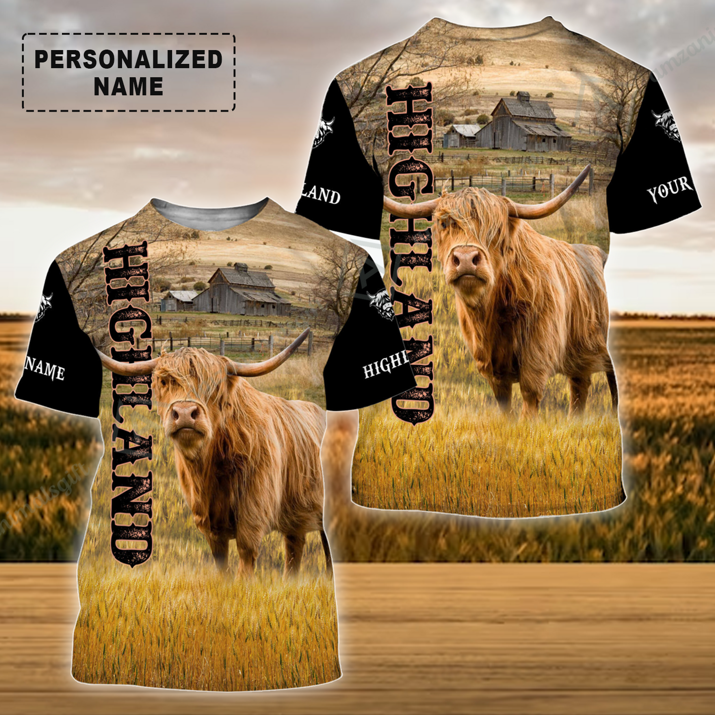 Personalized Highland Cattle T-Shirt, Highland Cattle On The Farm Custom Shirt For Friend, Family, Farmer, Highland Lovers