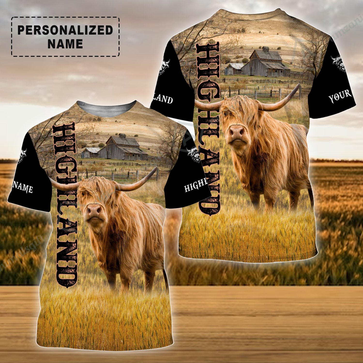 Personalized Highland Cattle T-Shirt, Highland Cattle On The Farm Custom Shirt For Friend, Family, Farmer, Highland Lovers