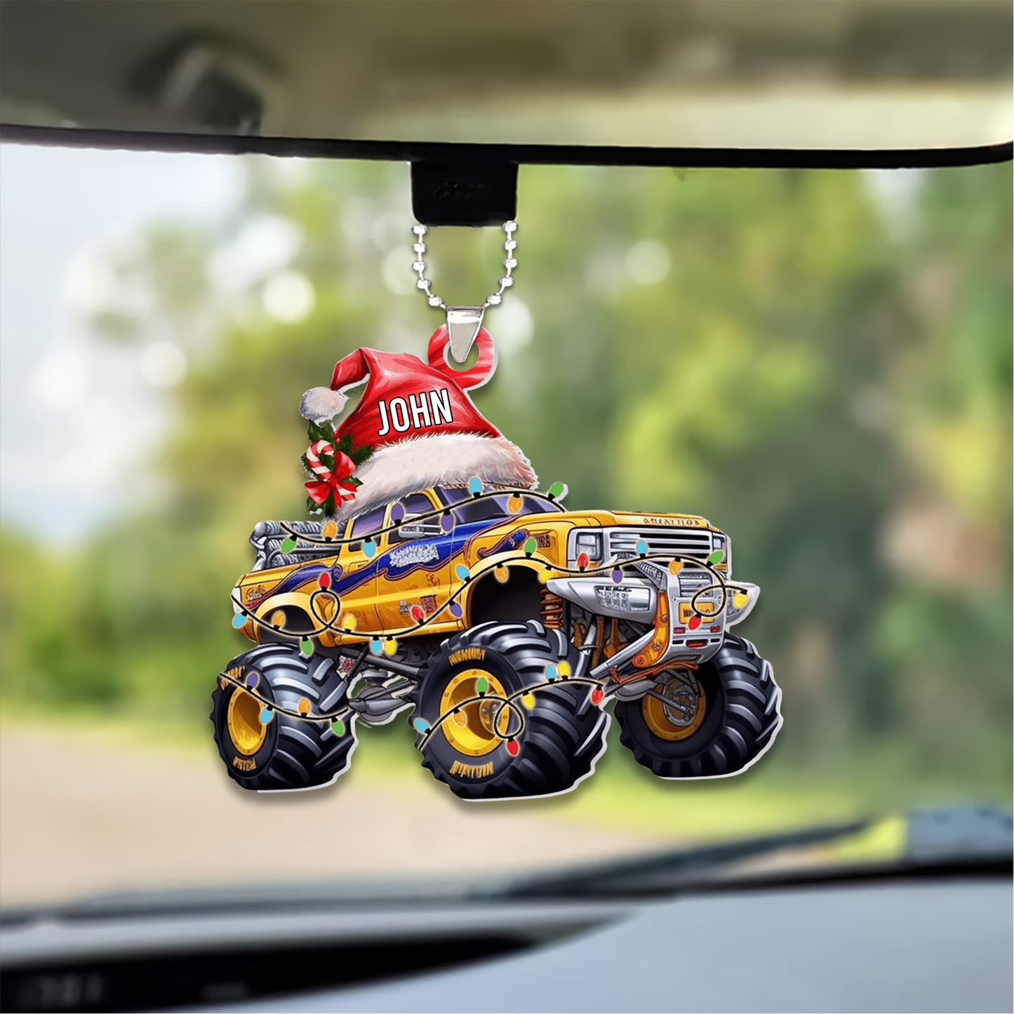 Personalized Monster Truck With Led Light Flat Acrylic Ornament, Christmas Ornament Gift For Grandson, Son, Friends, Family