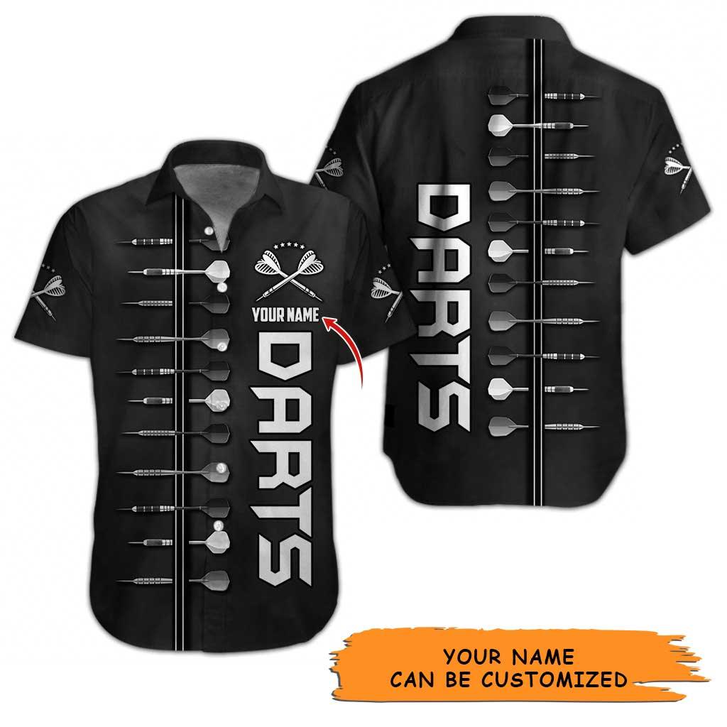 Personalized Name Dart Aloha Hawaiian Shirt - Black Dart Pattern Personalized Name Hawaiian Shirt - Perfect Dart Gift For Men & Women, Dart Lover - Amzanimalsgift