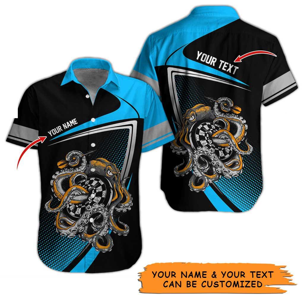 Personalized Name Darts Aloha Hawaiian Shirt - Amazing Darts And Octopus Pattern, In Darts We Trust Personalized Name Hawaiian Shirt For Men & Women - Amzanimalsgift