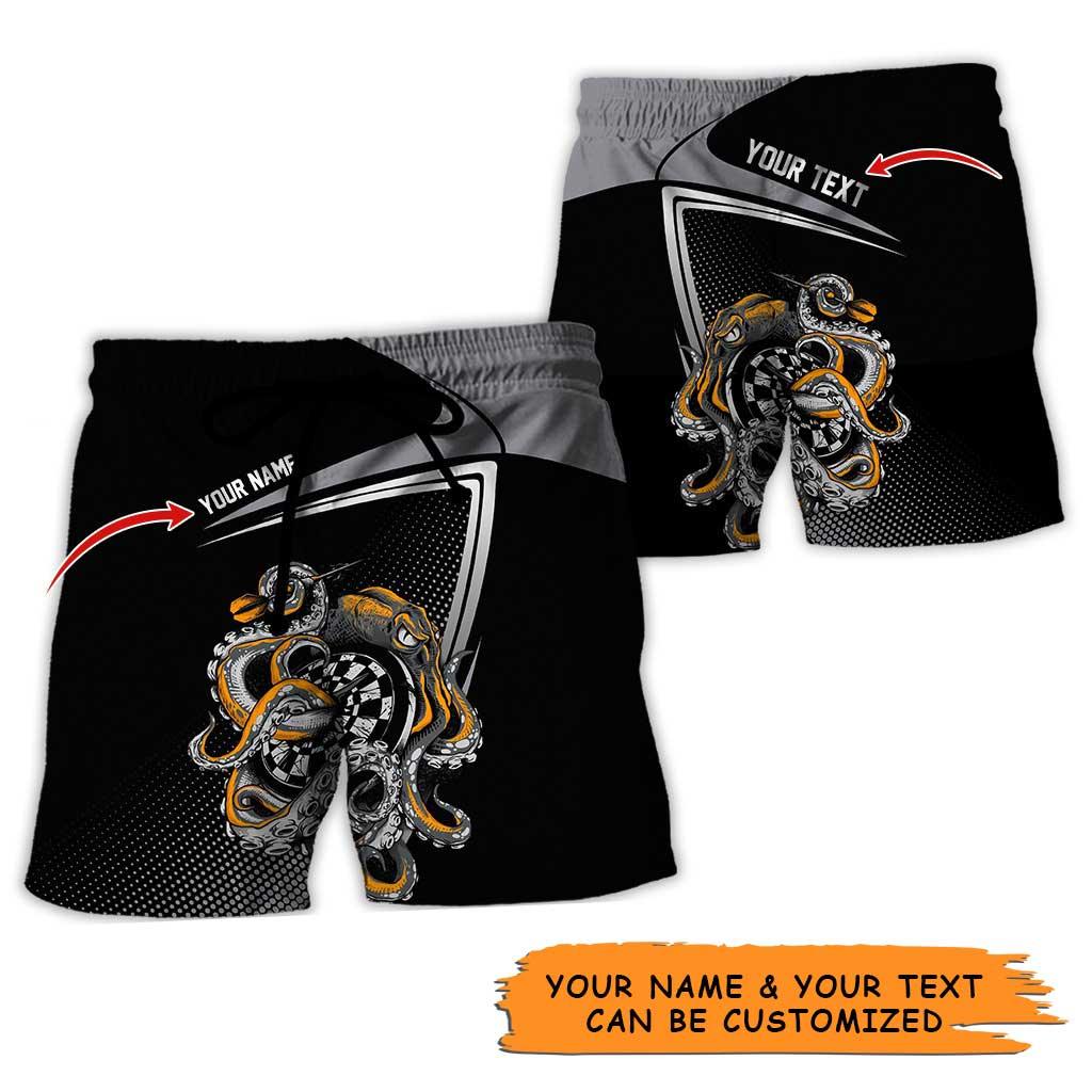 Personalized Name Darts Aloha Hawaiian Shirt - Amazing Darts And Octopus Pattern, In Darts We Trust Personalized Name Hawaiian Shirt For Men & Women - Amzanimalsgift