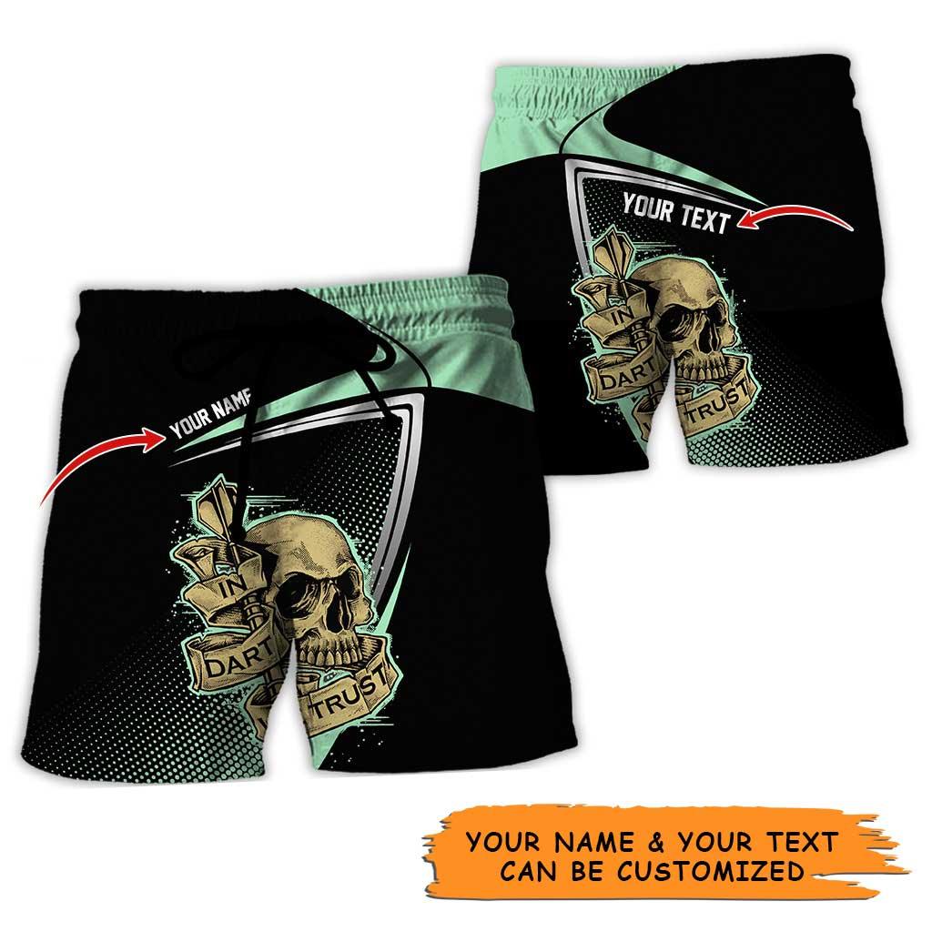 Personalized Name Darts Aloha Hawaiian Shirt - Amazing Darts And Skull Pattern, In Darts We Trust Personalized Name Hawaiian Shirt For Men & Women - Amzanimalsgift