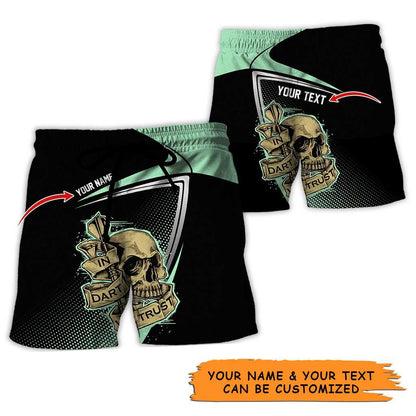 Personalized Name Darts Aloha Hawaiian Shirt - Amazing Darts And Skull Pattern, In Darts We Trust Personalized Name Hawaiian Shirt For Men & Women - Amzanimalsgift