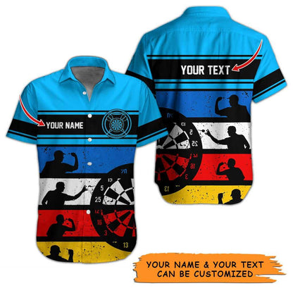 Personalized Name Darts Aloha Hawaiian Shirt - Amazing Men Playing Darts Pattern And Target Personalized Name Hawaiian Shirt For Men & Women, Darts Lover - Amzanimalsgift