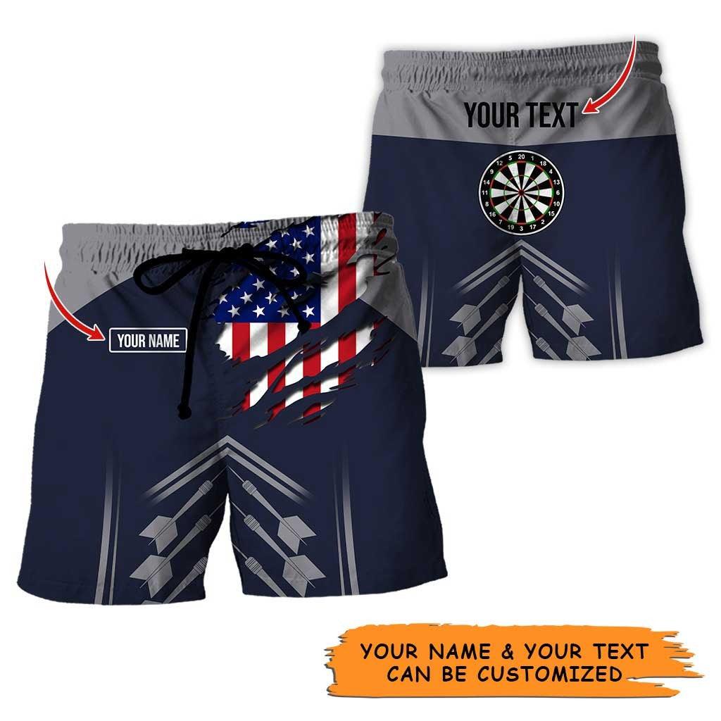 Personalized Name Darts Aloha Hawaiian Shirt, Beautiful Darts Pattern And US Flag Personalized Name & Text Hawaiian Shirt For Men & Women, Darts Lover - Amzanimalsgift