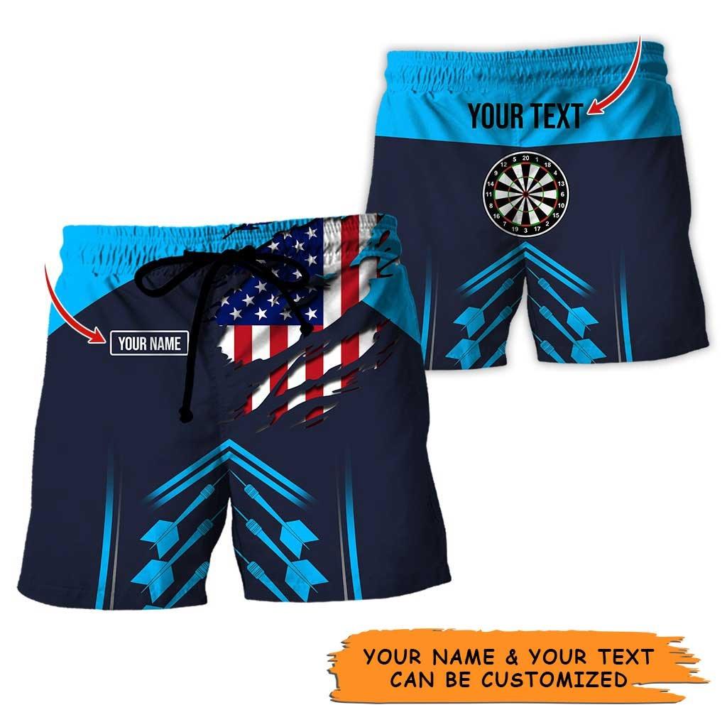 Personalized Name Darts Aloha Hawaiian Shirt, Beautiful Darts Pattern And US Flag Personalized Name & Text Hawaiian Shirt For Men & Women, Darts Lover - Amzanimalsgift