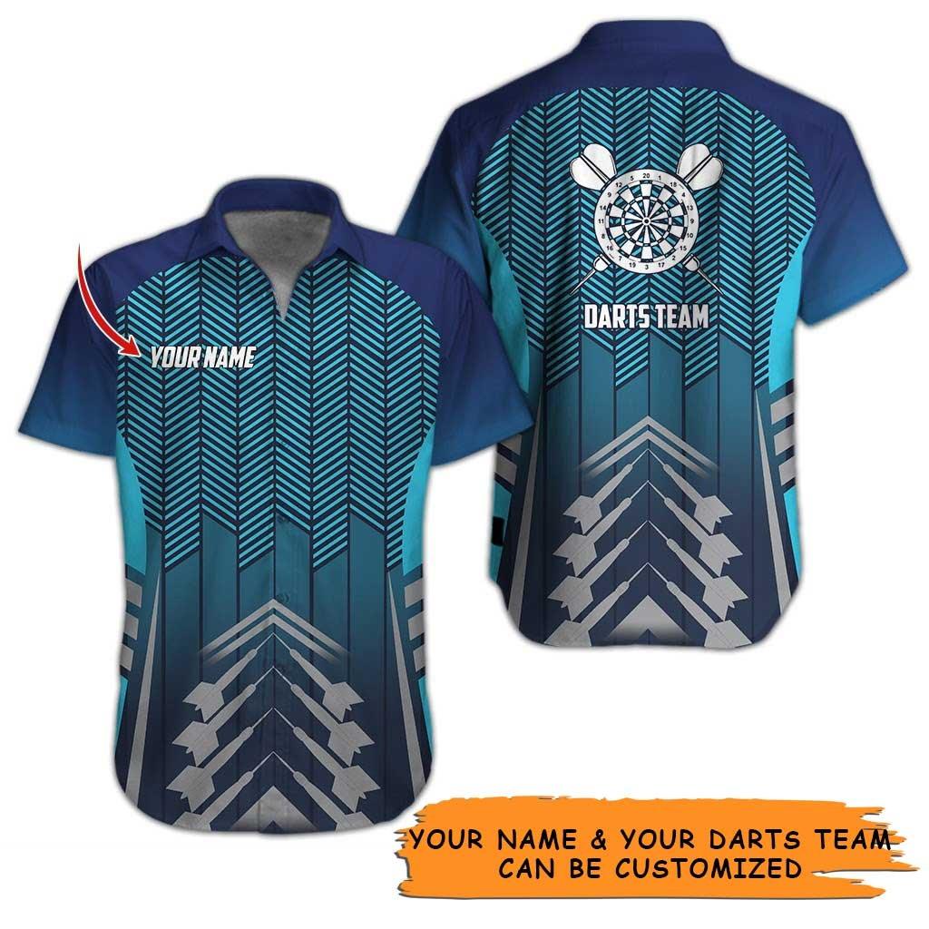 Personalized Name Darts Aloha Hawaiian Shirt - Blue Darts Pattern Personalized Name Hawaiian Shirt For Men & Women, Darts Lover - Amzanimalsgift