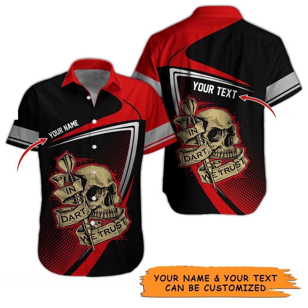 Personalized Name Darts Aloha Hawaiian Shirt - Colorful Darts And Skull Pattern Personalized Name Hawaiian Shirt, Perfect Gift For Men & Women, Darts Lover - Amzanimalsgift