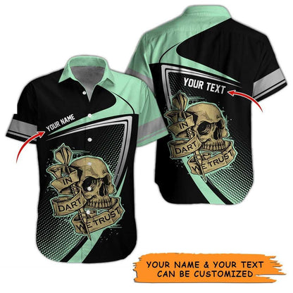 Personalized Name Darts Aloha Hawaiian Shirt - Colorful Darts And Skull Pattern Personalized Name Hawaiian Shirt, Perfect Gift For Men & Women, Darts Lover - Amzanimalsgift