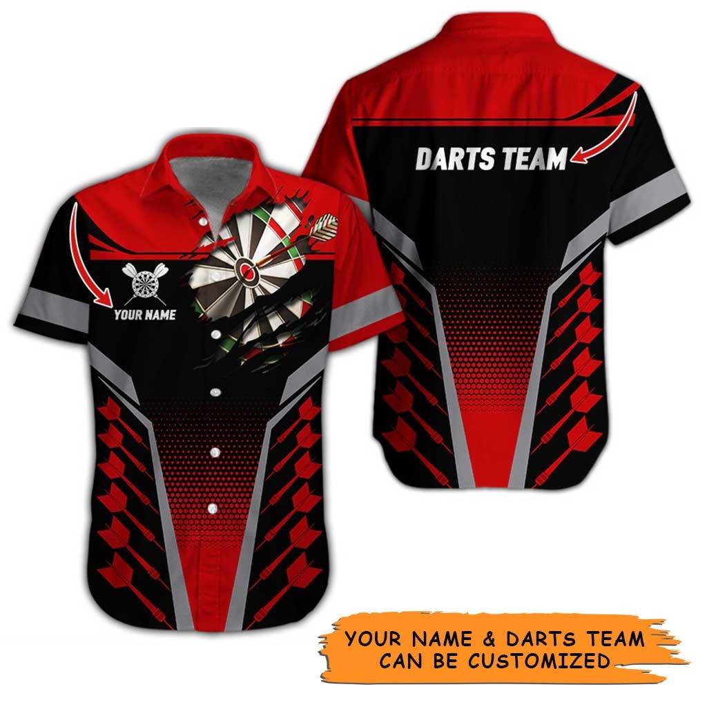 Personalized Name Darts Aloha Hawaiian Shirt - Cool Darts And Fabric Torn Texture Personalized Name & Team Hawaiian Shirt For Men & Women, Darts Lover - Amzanimalsgift