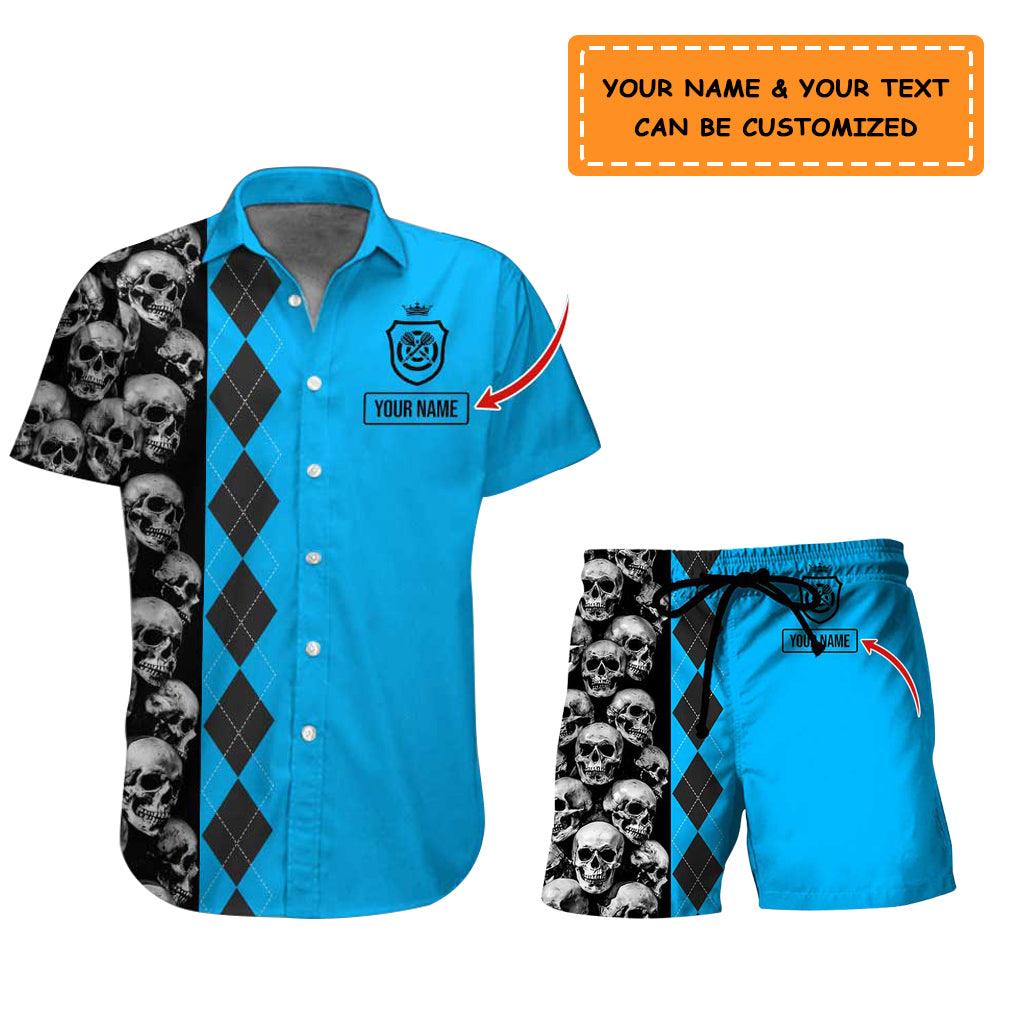 Personalized Name Darts Aloha Hawaiian Shirt - Cool Darts Pattern And Skull Colorfull Personalized Name Hawaiian Shirt For Men & Women, Darts Lover - Amzanimalsgift