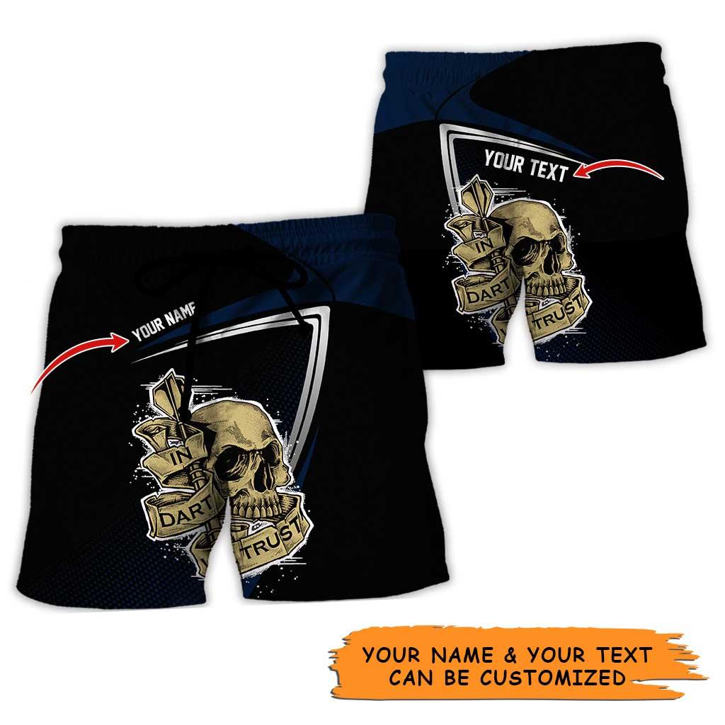 Personalized Name Darts Aloha Hawaiian Shirt - Cool Darts Pattern And Skull, In Darts We Trust Personalized Name Hawaiian Shirt For Men & Women - Amzanimalsgift